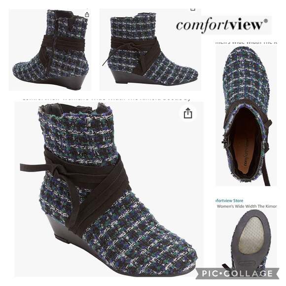 NWOT Comfortview The Kimora Tweed Bootie By Comfort View size 10.5 - Picture 12 of 12